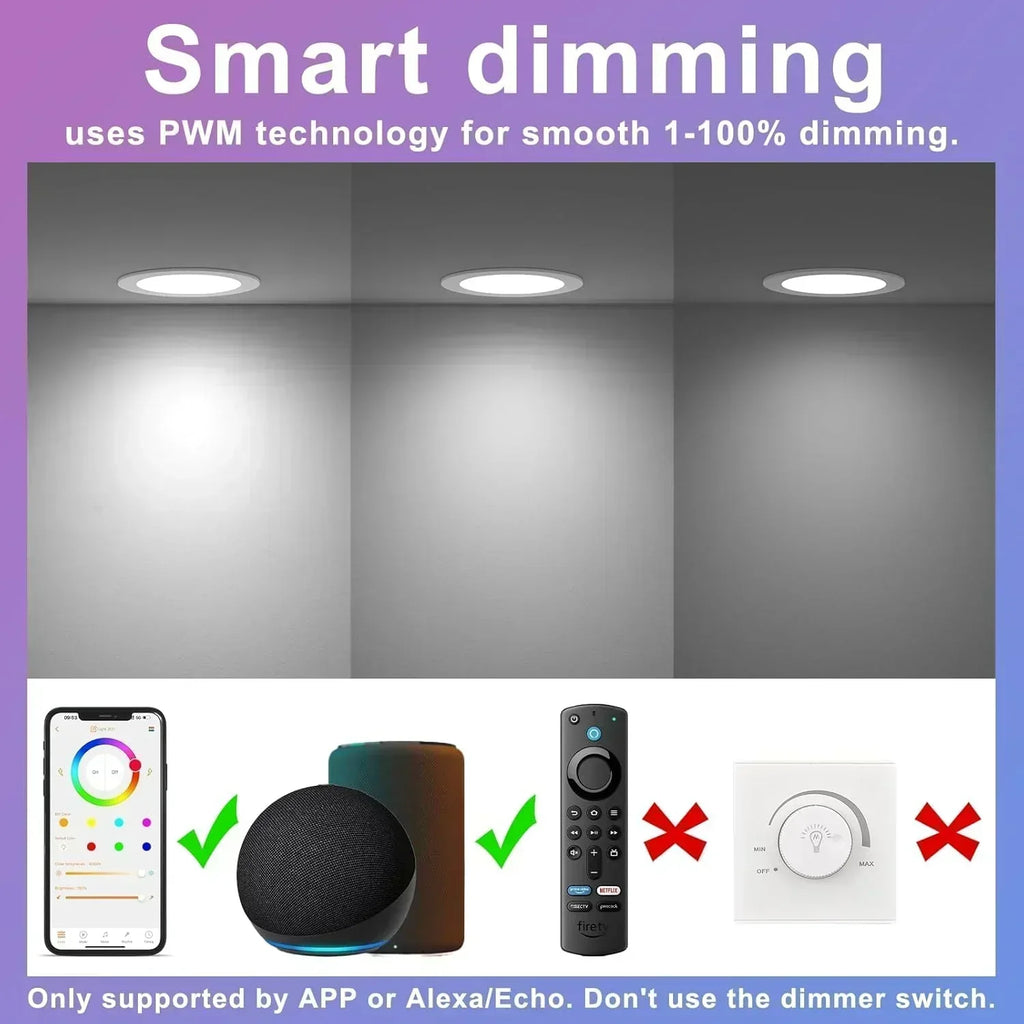Smart Recessed Lighting 4 RGBCW Color Changing 12W LED Downlight with Junction Box