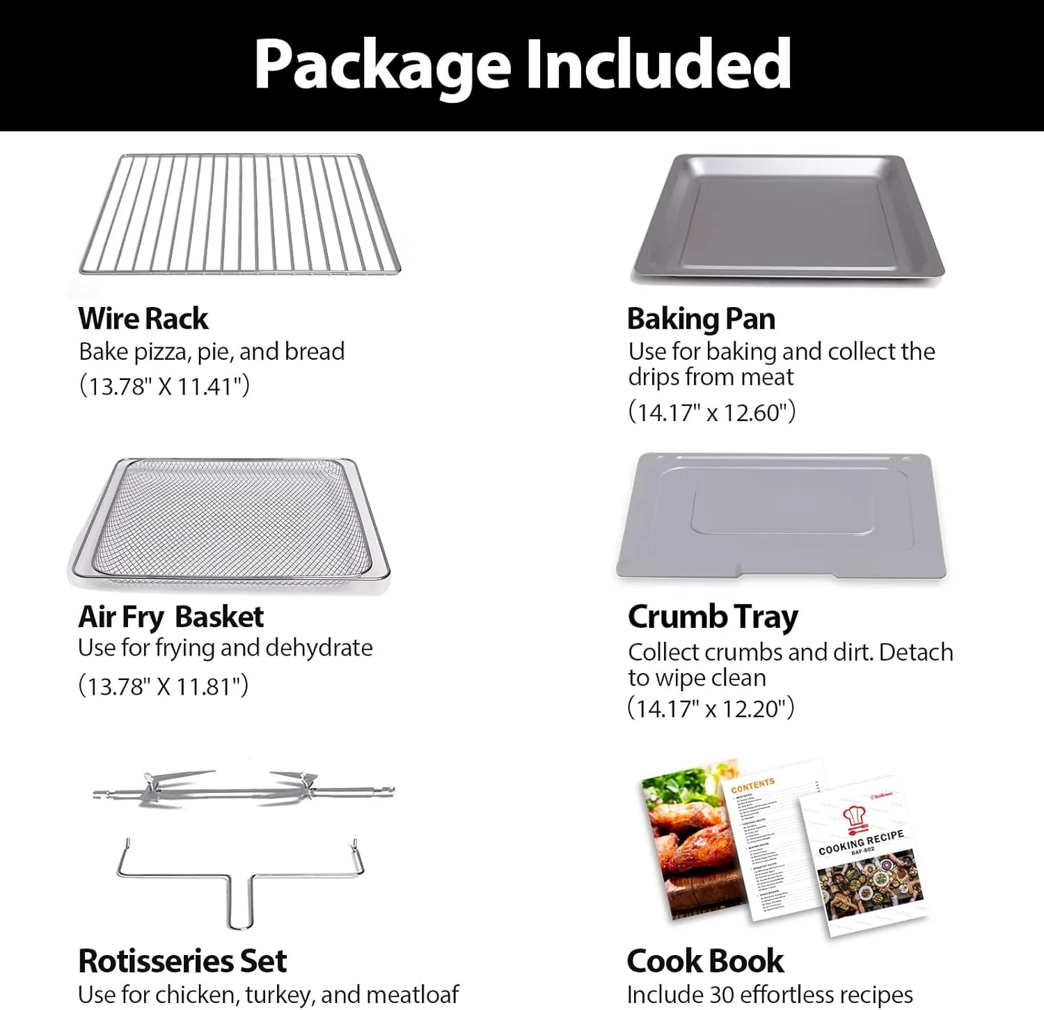 Beelicious 32QT Extra Large Air Fryer Toaster Oven Combo with Rotisserie and Dehydrator