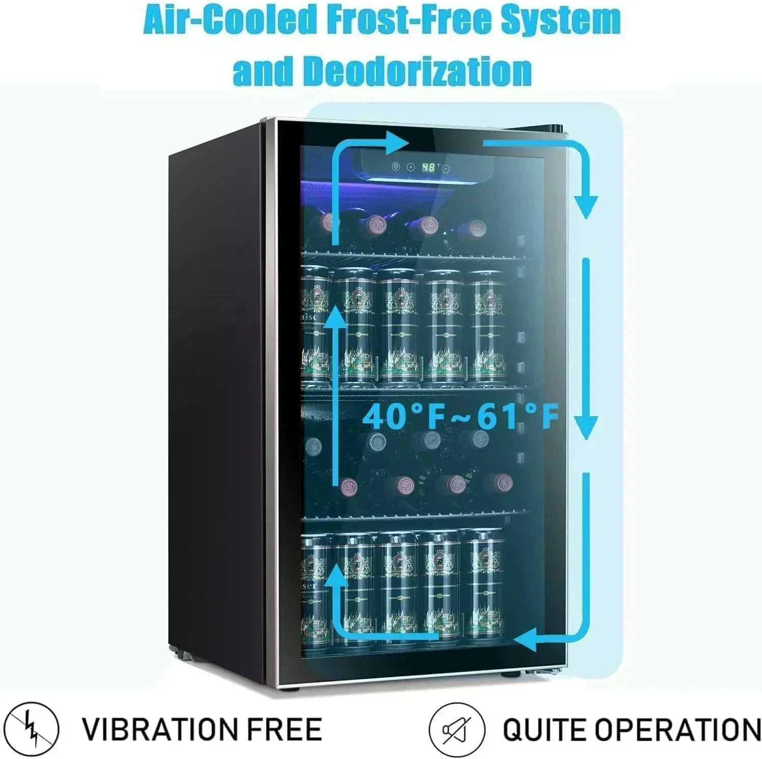Antarctic Star 26 Bottle 130 Can Wine Cooler/Cabinet Beverage Refrigerator Cellar Beer Clear Glass