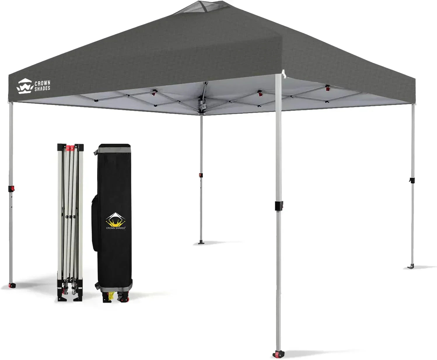 10x10 Pop-Up Awning One-Click Installation Beach Tent Outdoor Sunshade Silver Coated Top