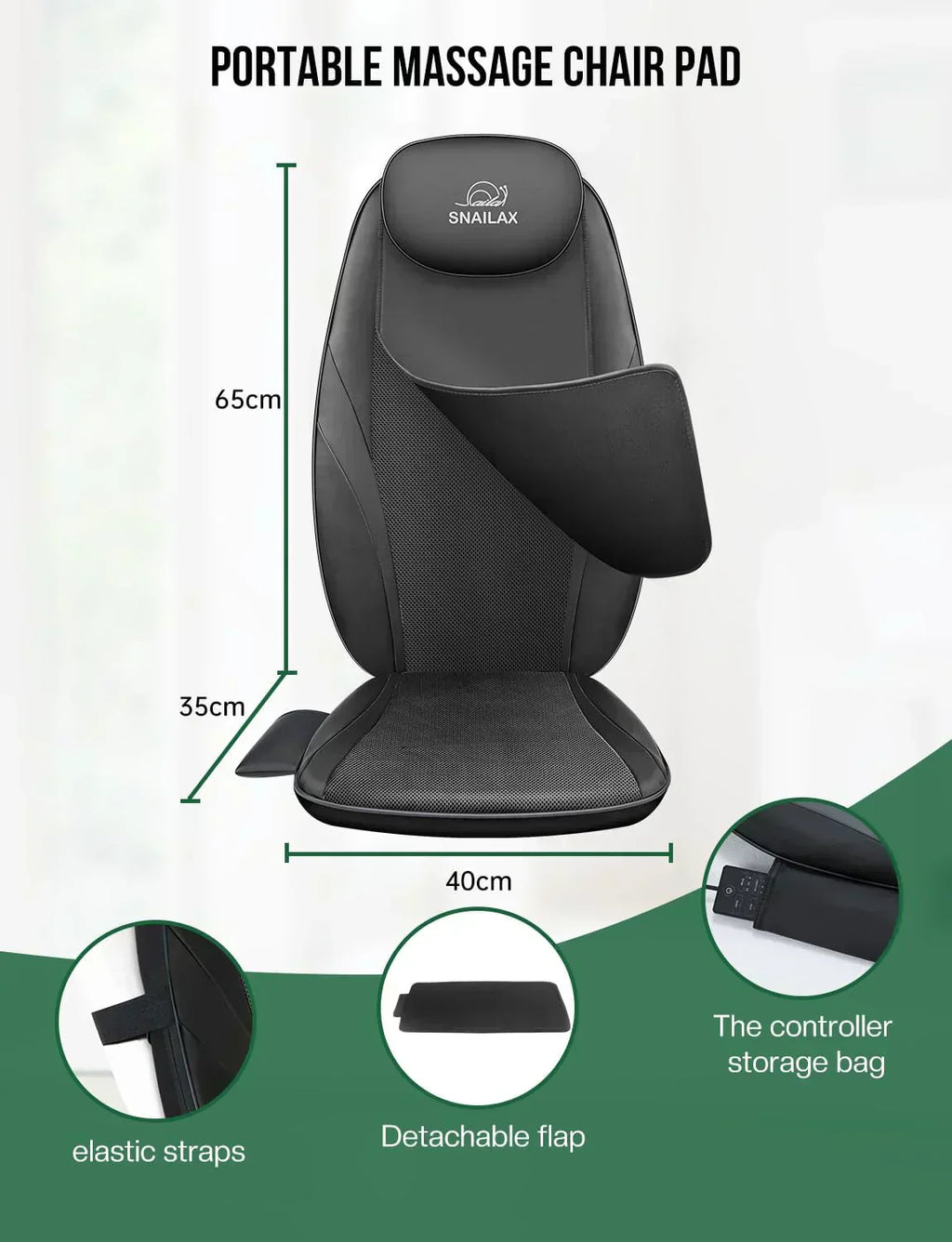 Snailax Shiatsu Massage Cushion with Heat Massage Chair Pad Kneading Back Massager for Home