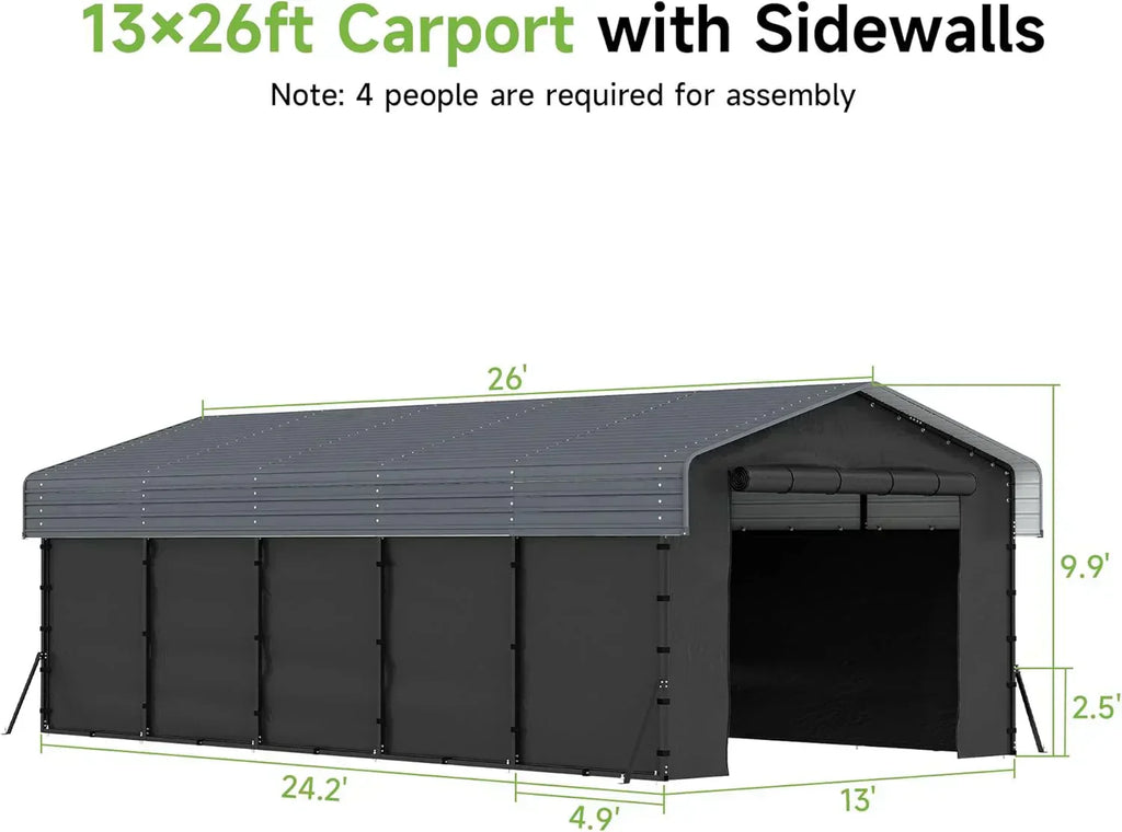 10'x15' Heavy Duty Metal Carport Outdoor Garage Car Shelter Shade with Heavier Frame