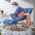 Casual Outdoor Rocking Chair with Ottoman Patio Rocker Egg Recliner Chairs