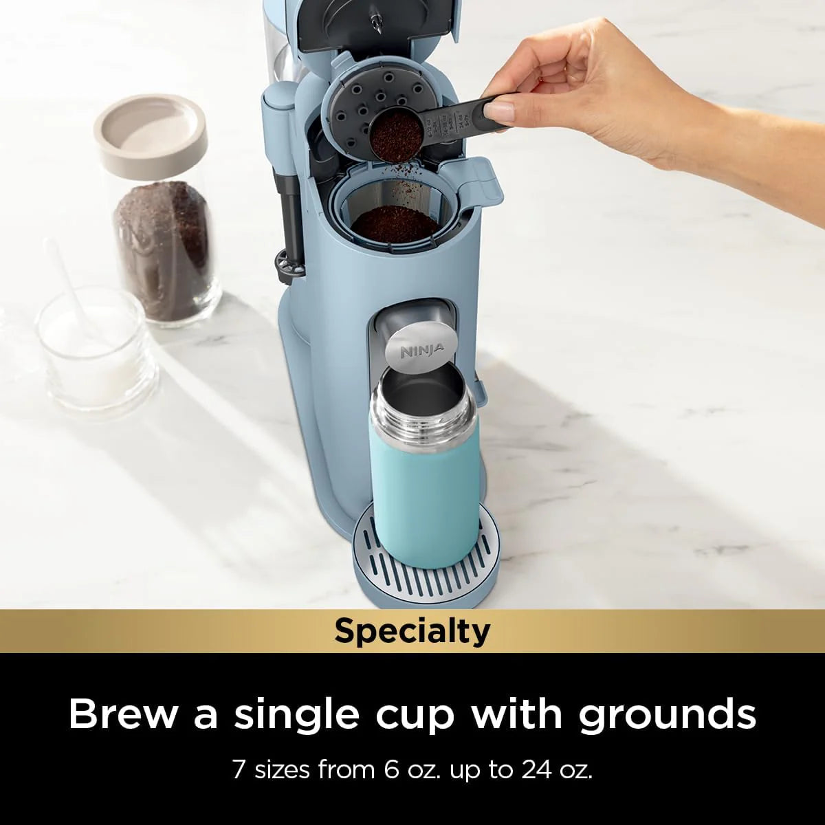 Ninja Pod & Grounds Single-Serve Coffee Maker 56-oz. Reservoir Stone PB051ST