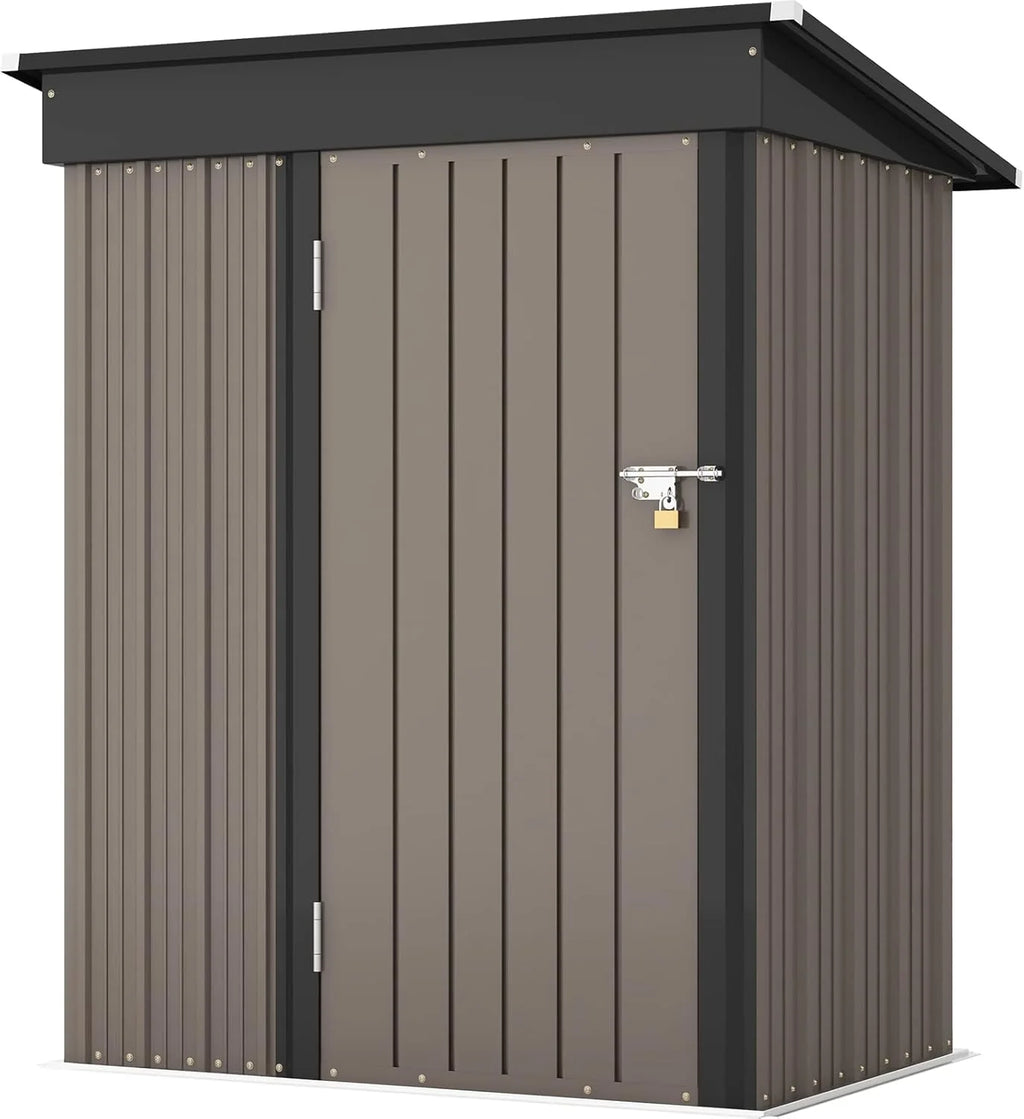 Patiowell 5x3 FT Outdoor Storage Shed Tool Shed with Sloping Roof and Lockable Door Metal Shed