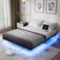 OLEVS Floating Bed Frame Queen Size with Smart LED Lights Modern Metal Platform Bed