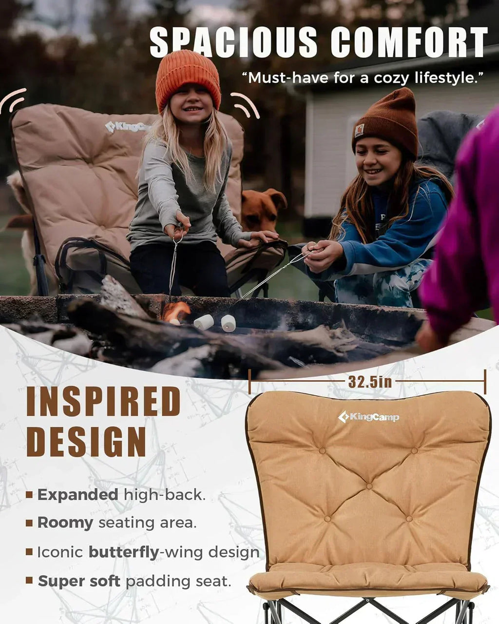 Butterfly chair extra large thick comfortable camping chair portable folding chair heavy duty seat