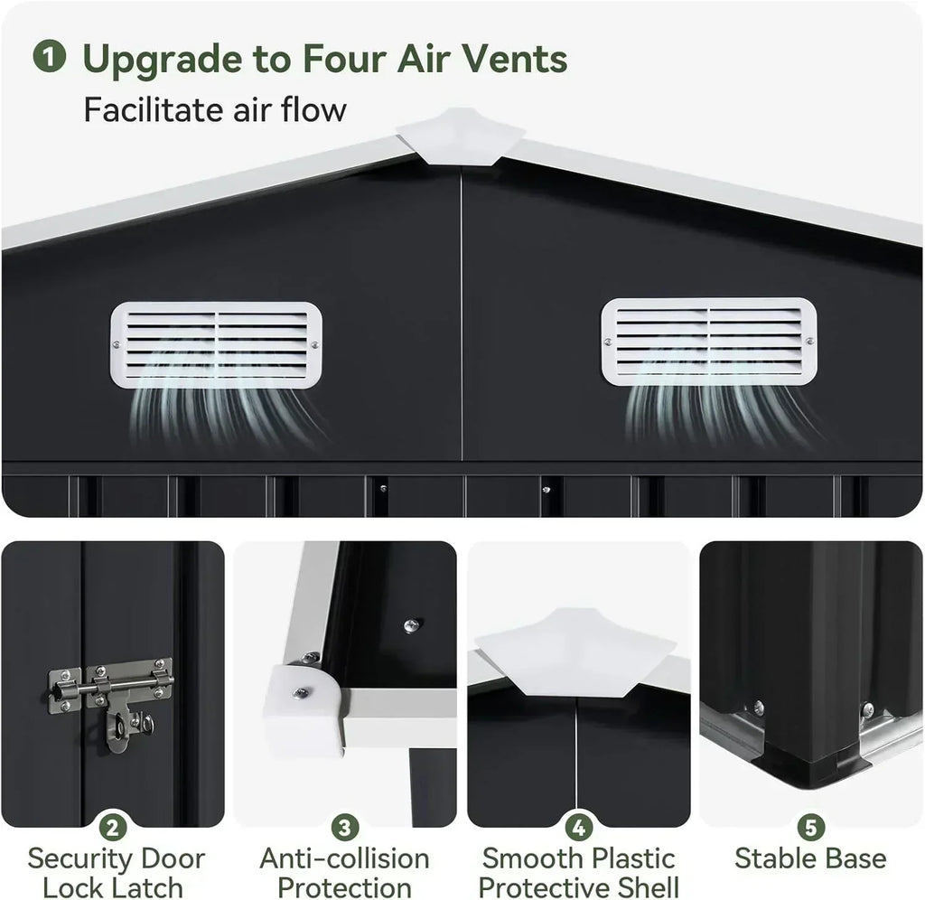 Aoxun 12x10 FT Shed Metal Outdoor Waterproof Storage Shed Steel Utility Garden Tool Shed