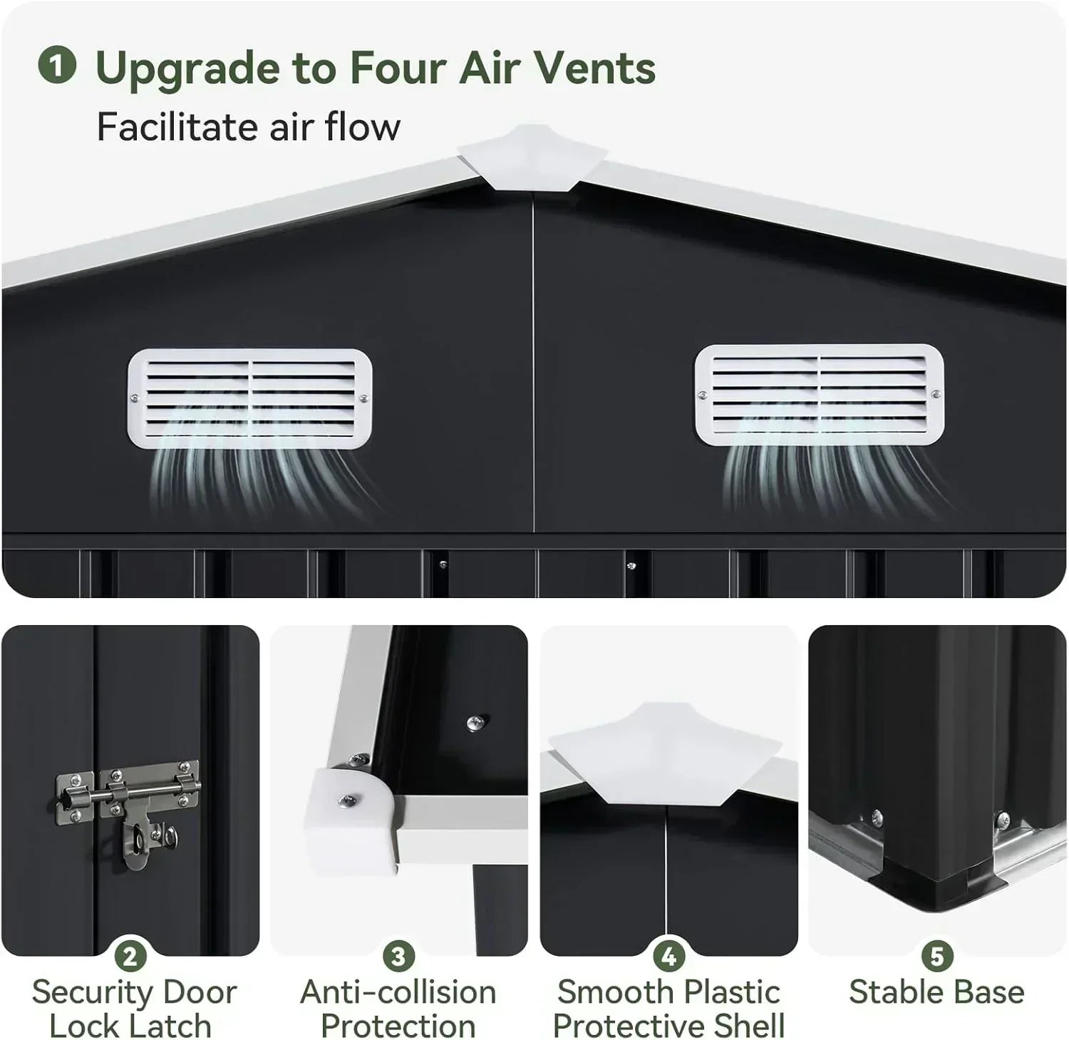 Aoxun 12x10 FT Shed Metal Outdoor Waterproof Storage Shed Steel Utility Garden Tool Shed