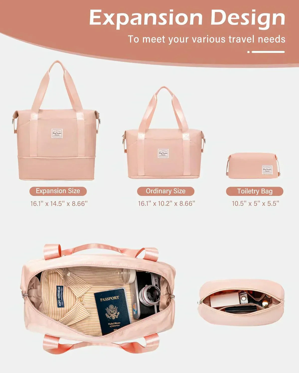 LONG VACATION 6 Piece Luggage Set Carry on Suitcase with ABS+PC hardshell Spinner Wheels
