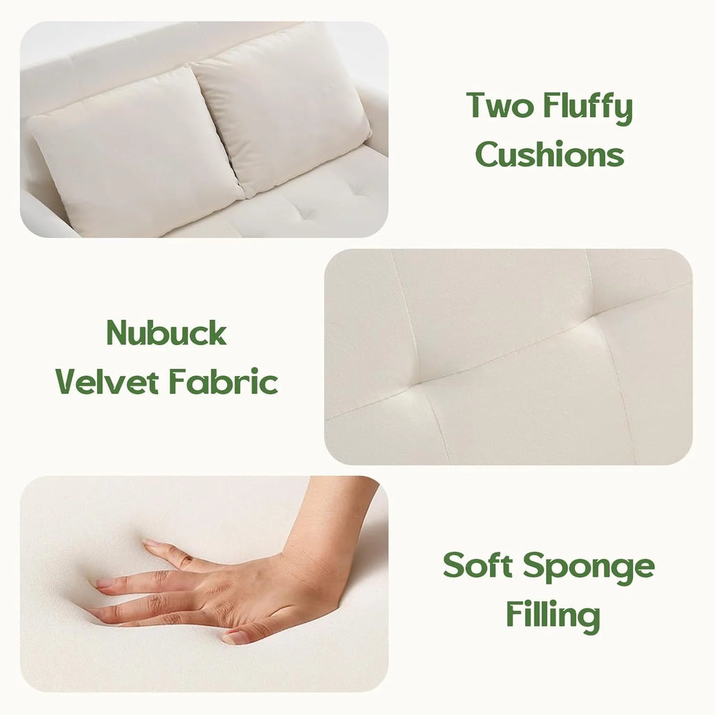 Sleeper Sofa Bed, 3 in 1 Convertible Sleeper Couch Bed Pull Out, Small Loveseat Sofa, Futon Sofa Bed Full Size, 46 Velvet Love Seat