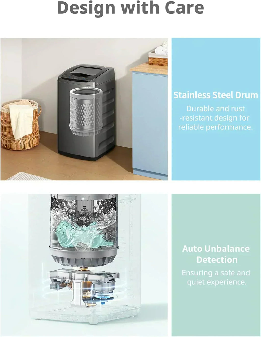Comfee Portable Washing Machine 0.9 Cubic Foot with LED Display and Built-in Drum