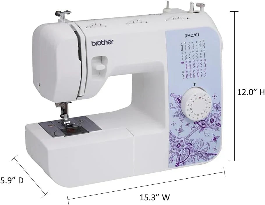Brother XM2701 Sewing Machine Lightweight Full Featured 27 Stitches 6 Included Feet