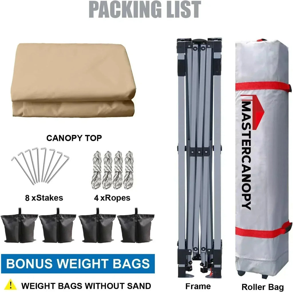 Durable Pop-up Canopy Tent with Roller Bag (10x10 Black)