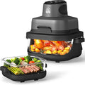 Rellytech Portable Glass Air Fryer - 1500W, 4.2 QT & 6-Cup Dual Glass Containers