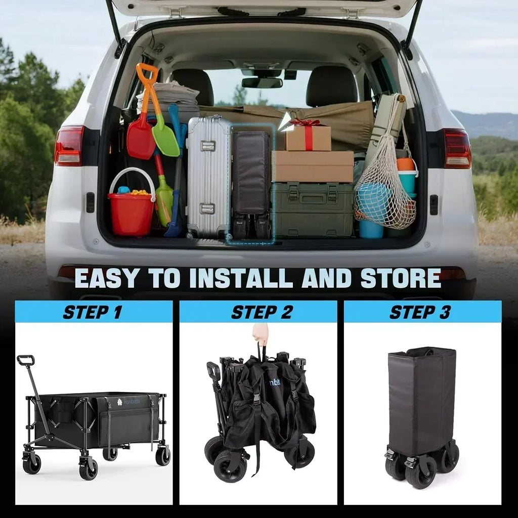 48 Extra Large Folding Travel Cart 560 lb Capacity 350 L Heavy Duty Utility Cart with Brakes