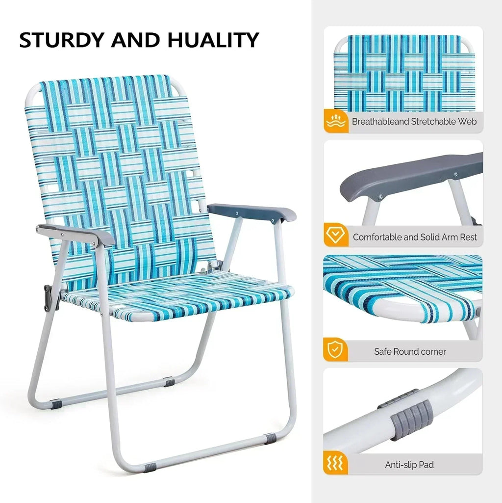VINGLI Patio Lawn Webbed Folding Chairs Set of 2 Outdoor Beach Portable Lawn Chair
