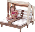 KidKraft Wooden Outdoor Double Chaise Lounge with Cup Holders Kids Patio Furniture Honey