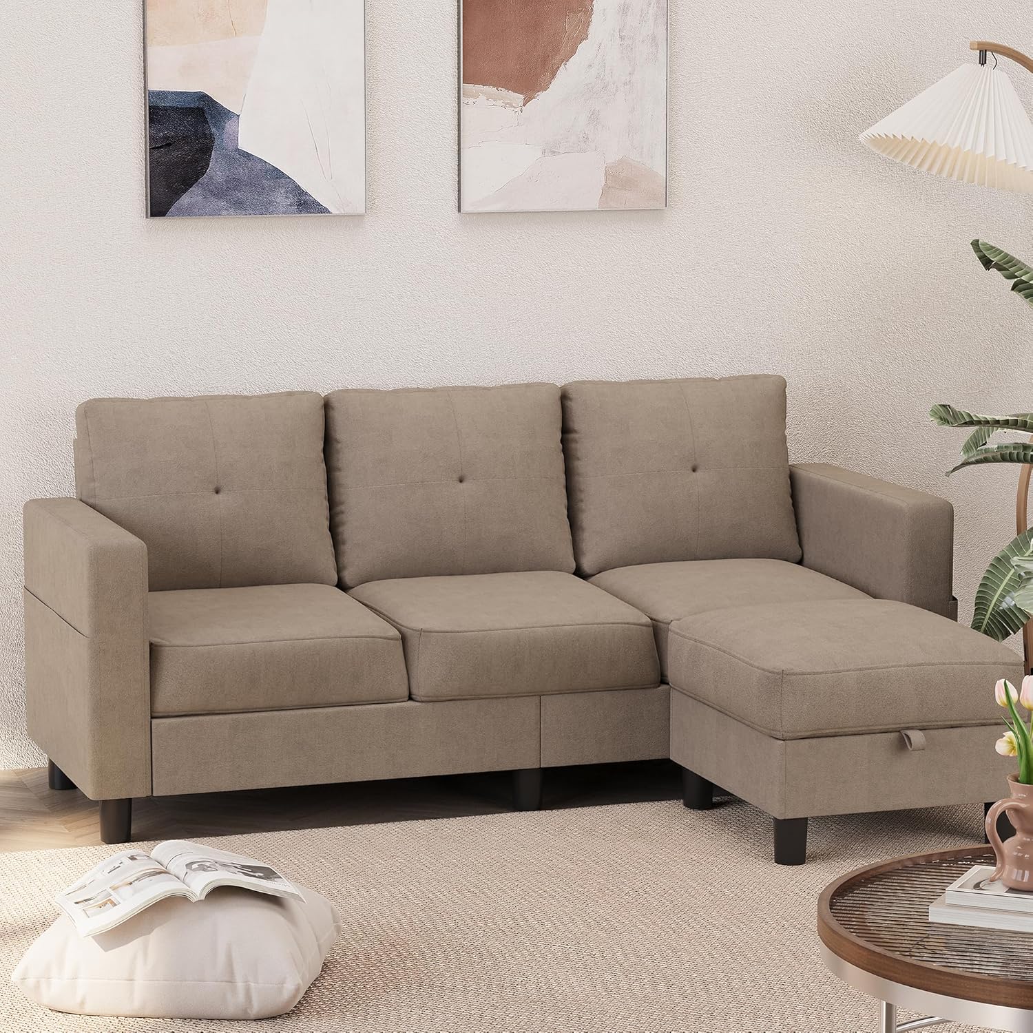 Shintenchi 76 Modern Upholstered Sectional Sofa, L-Shaped Couch