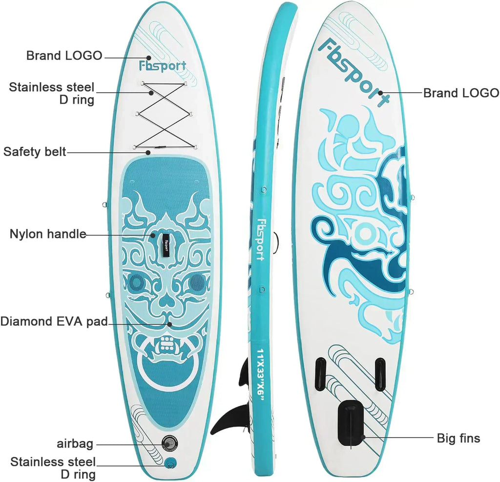 FBSPORT 11' Premium Stand Up Paddle Board Yoga Board with Durable SUP Accessories Carry Bag