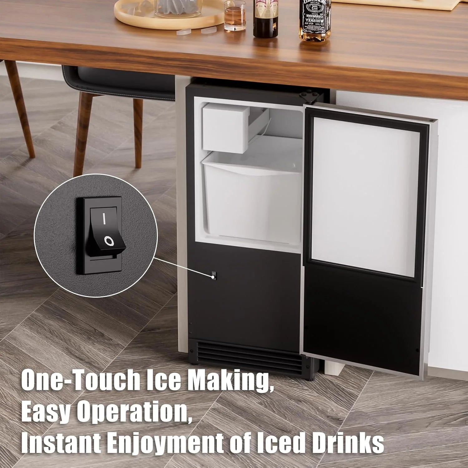 COTLIN 15 W Drainless Under Counter Ice Maker with 22LBS Storage Bin, Crescent Ice, Free Standing Built-in Ice Maker for Residential Commercial Use, No Drain Required, ETL Approved, 2025 Upgraded