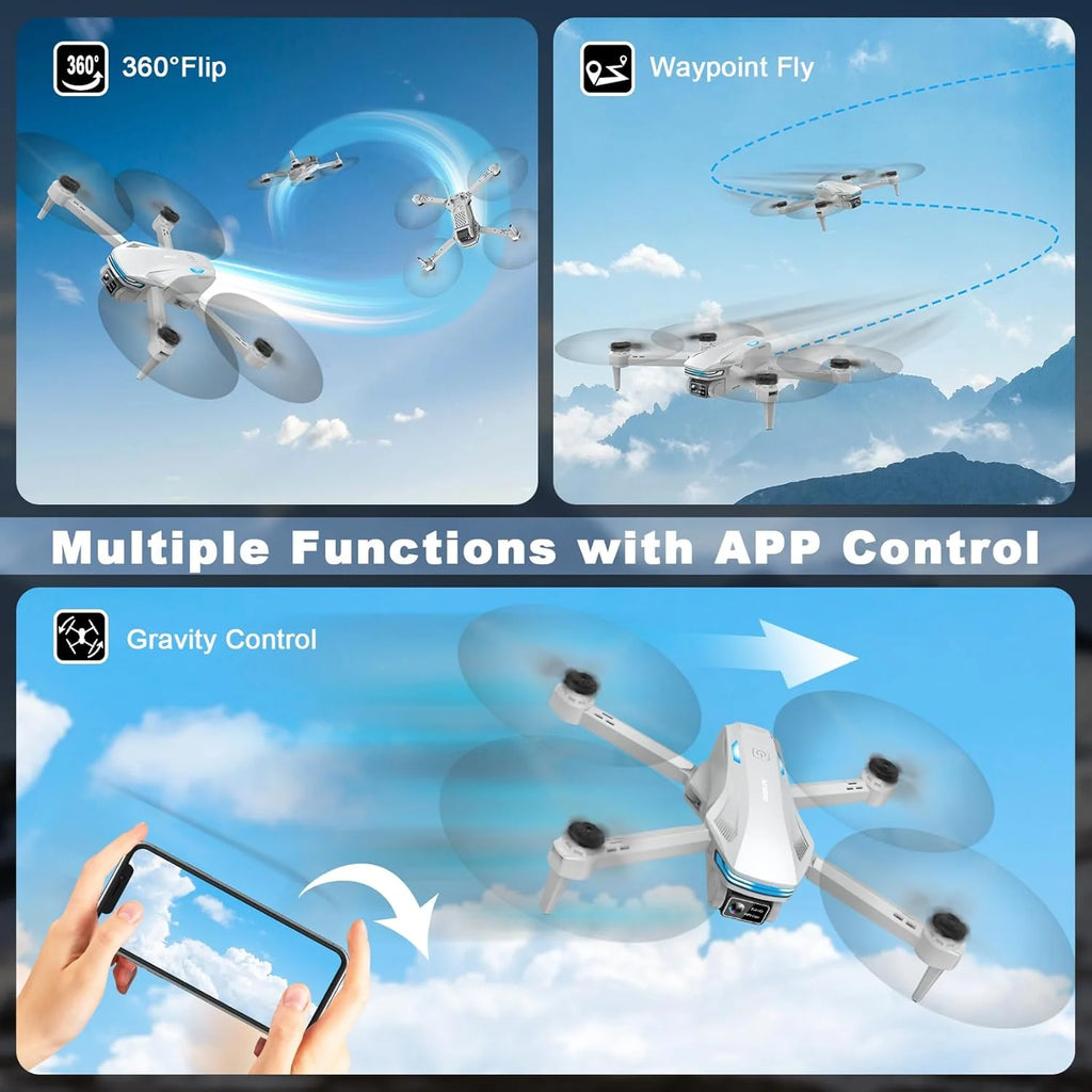 Drone with Camera for Adults, HD FPV Drones with Upgrade Altitude Hold, One-Key Take Off/Landing, Voice Control, Headless Mode, 2 Batteries, Toys Gifts for Teen Boys Girls, Beginner