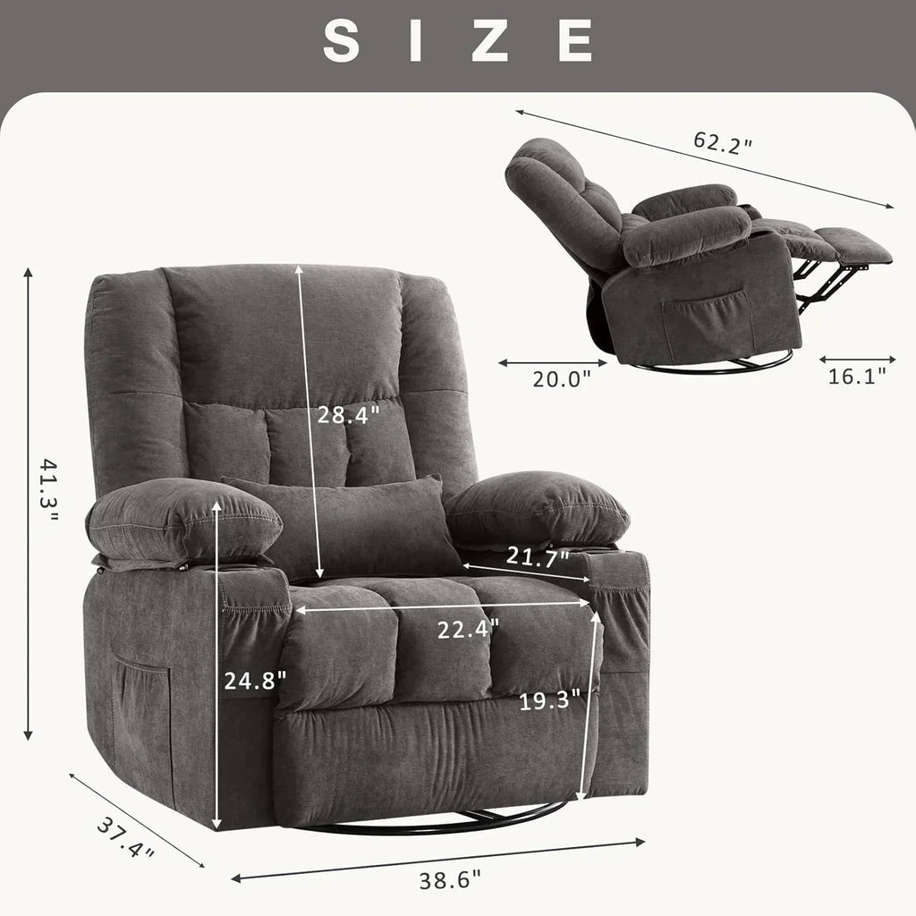 Massage rotating rocking lounge chair with vibration massage and calorie metering functions