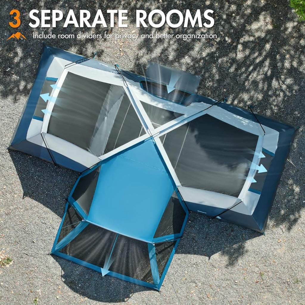 PORTAL 6/8/10 Person Family Camping Tent with Screen Room Water Resistant Big Tunnel Tent