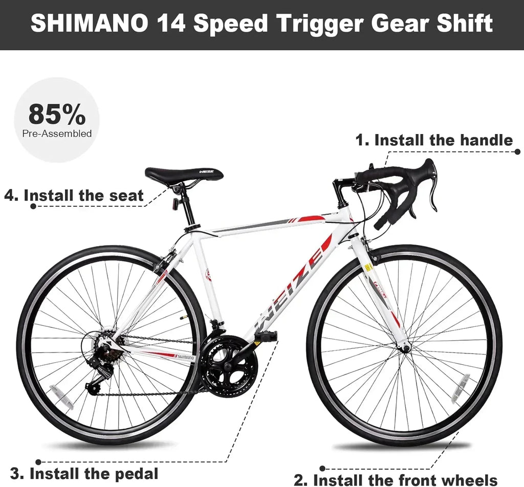 WEIZE Road Bike 700C Wheel City Commuter Bicycle Shimano 14 Speed Drop Bar Racing Adult Bike