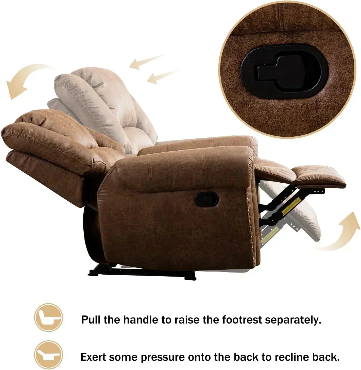 Leather recliner classic traditional manual recliner single sofa for living room