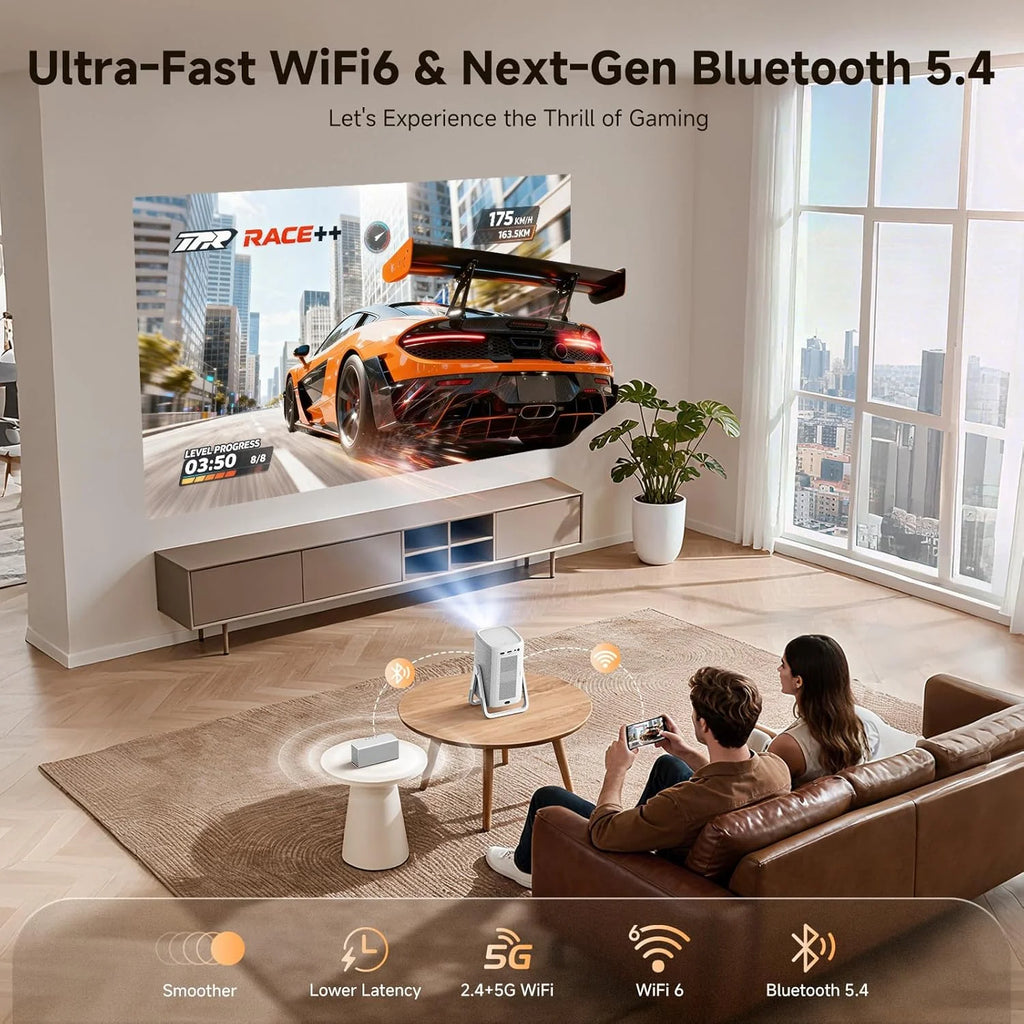 [Short Throw/1200ANSI/Built in Apps] 4K Outdoor Projector with WiFi and Bluetooth