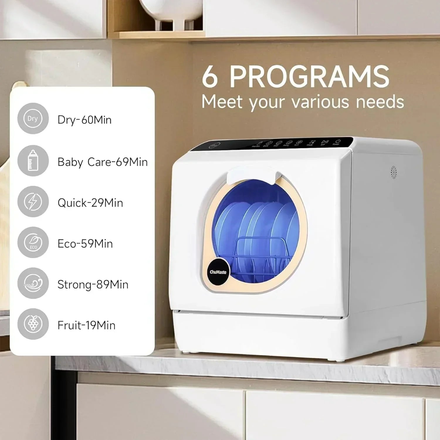 Mini countertop dishwasher Compact dishwasher Double spray arms Portable countertop dishwasher