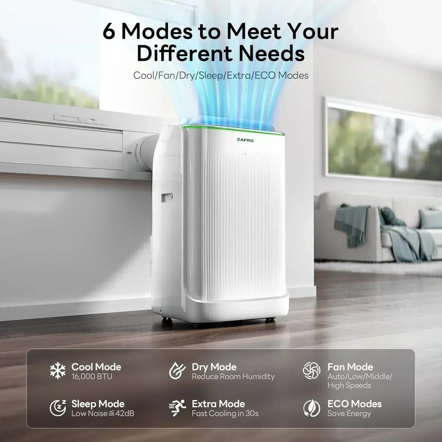 ZAFRO 8,000 BTU Portable Air Conditioners 4 Modes Portable AC Unit with Fast Cooling