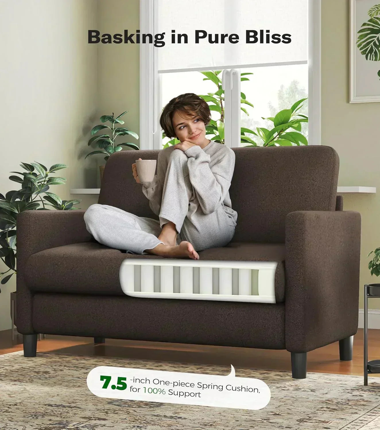 Loveseat Sofa 51 Love Seat Comfy Corduroy Small Loveseat Tool-Free Setup Couch