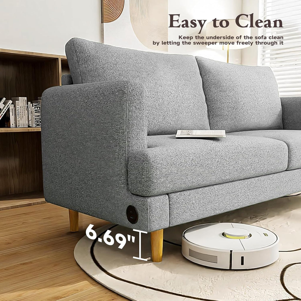 Loveseat Sofa Couch for Living Room with USB Type C Ports Dark Gray Upholstered Small Couches
