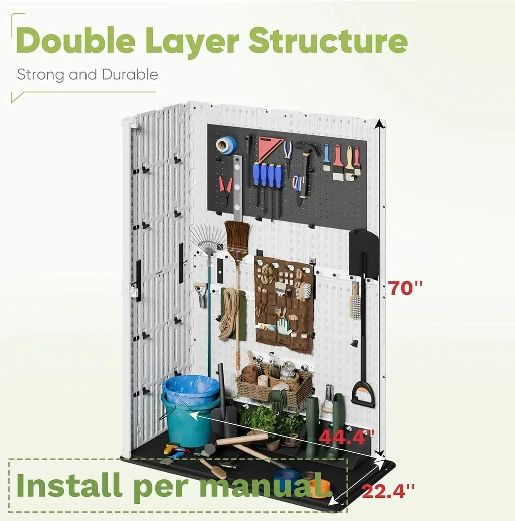 Devoko Outdoor Storage Cabinet 26 Cu Ft with Lockable Doors Horizontal Storage Shed Waterproof