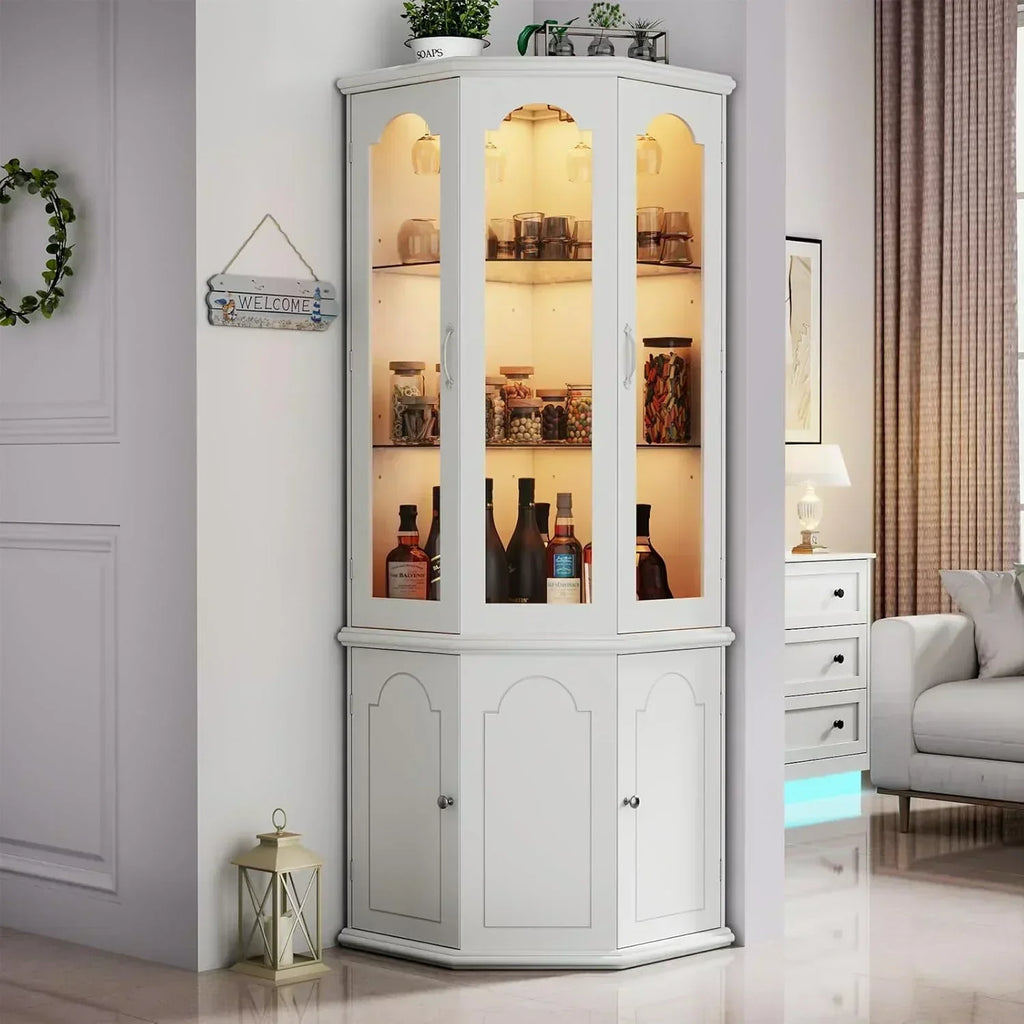 Corner wine cabinet with LED lights tall modern wine cabinet home bar wine storage cabinet