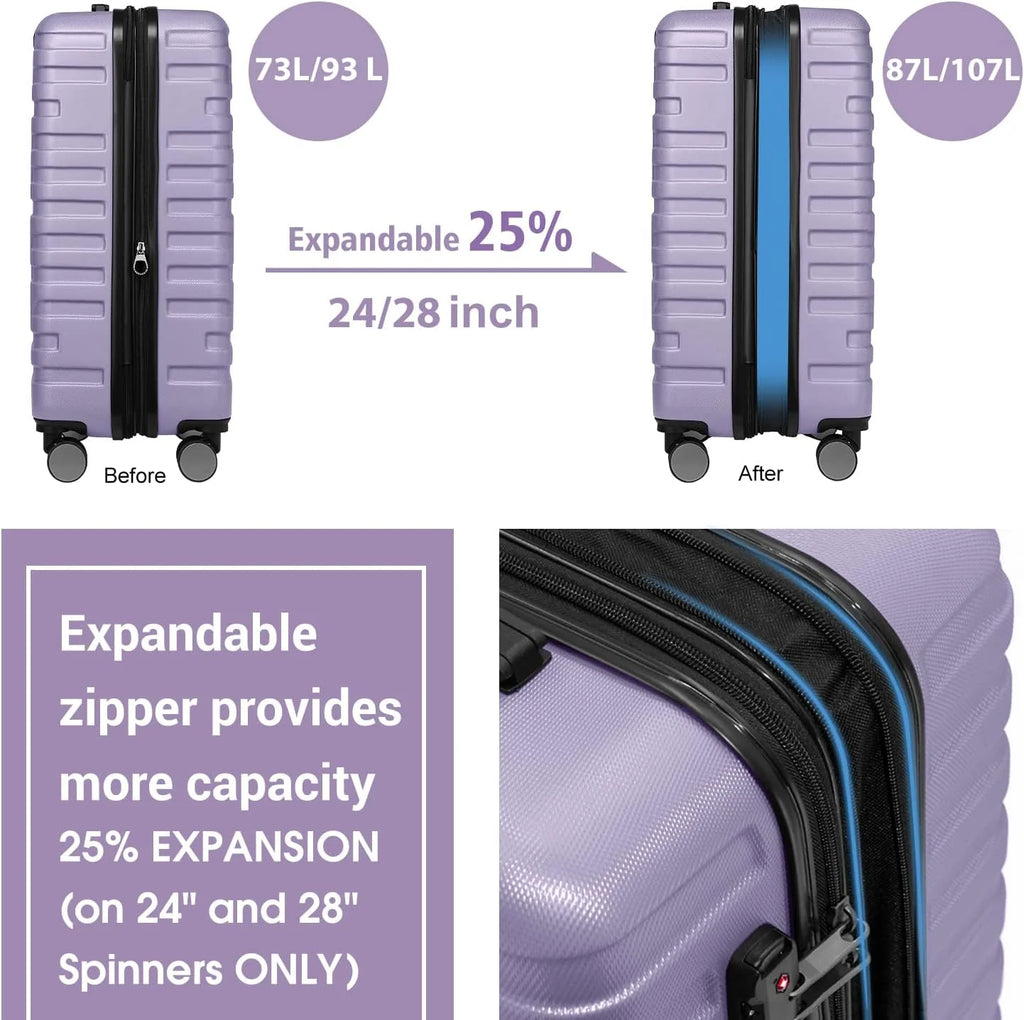 Luggage 6-piece hardshell expandable suitcase lightweight travel carry-on luggage set