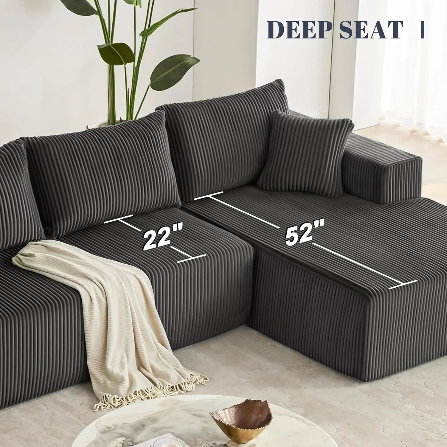 108-inch modular sofa cloud modular sofa with deep seat and reclining chair upholstered sofa