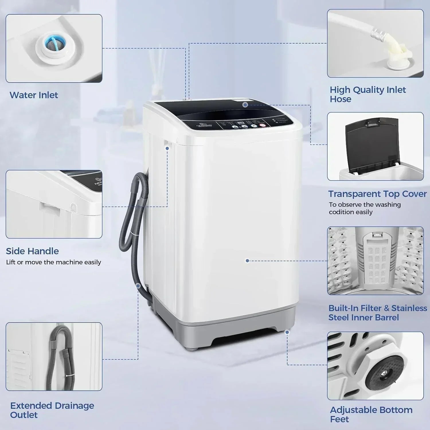 20Lbs Portable Washing Machine Nictemaw Portable Washer 2.8 Cu.ft Washer and Dryer Combo