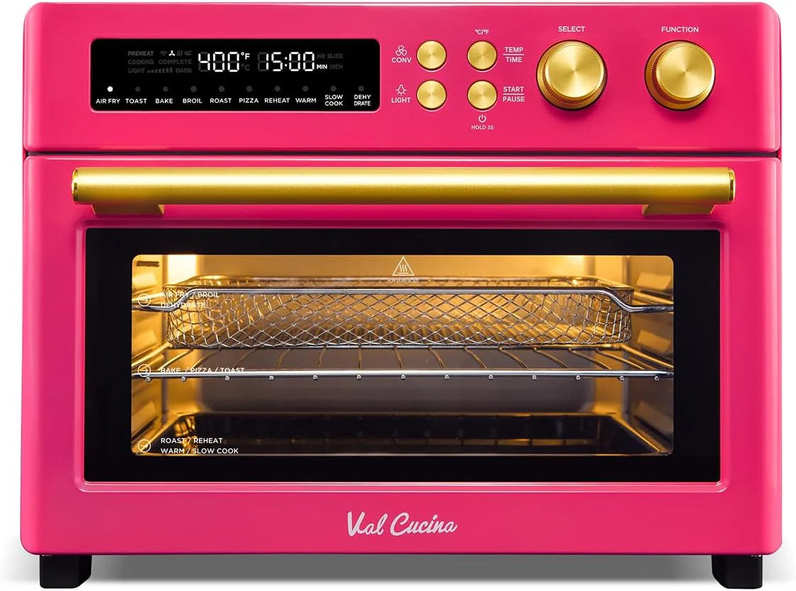 Infrared Heating Air Fryer Toaster Oven, Extra Large Countertop Convection Oven 10-in-1 Combo, 6-Slice Toast, Enamel Baking Pan Easy Clean with Recipe Book, Black Matte Stainless Steel