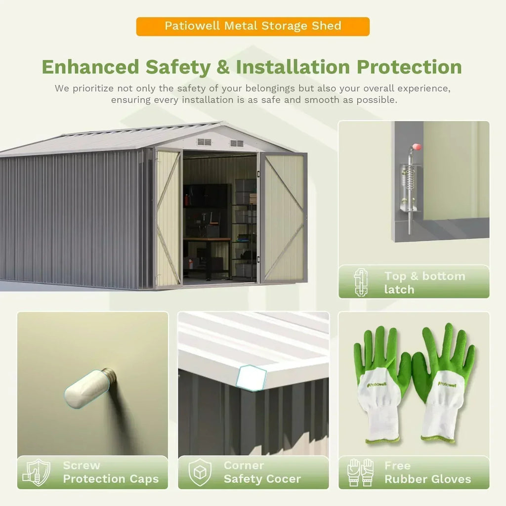 Patiowell 5x3 FT Outdoor Storage Shed Tool Shed with Sloping Roof and Lockable Door Metal Shed