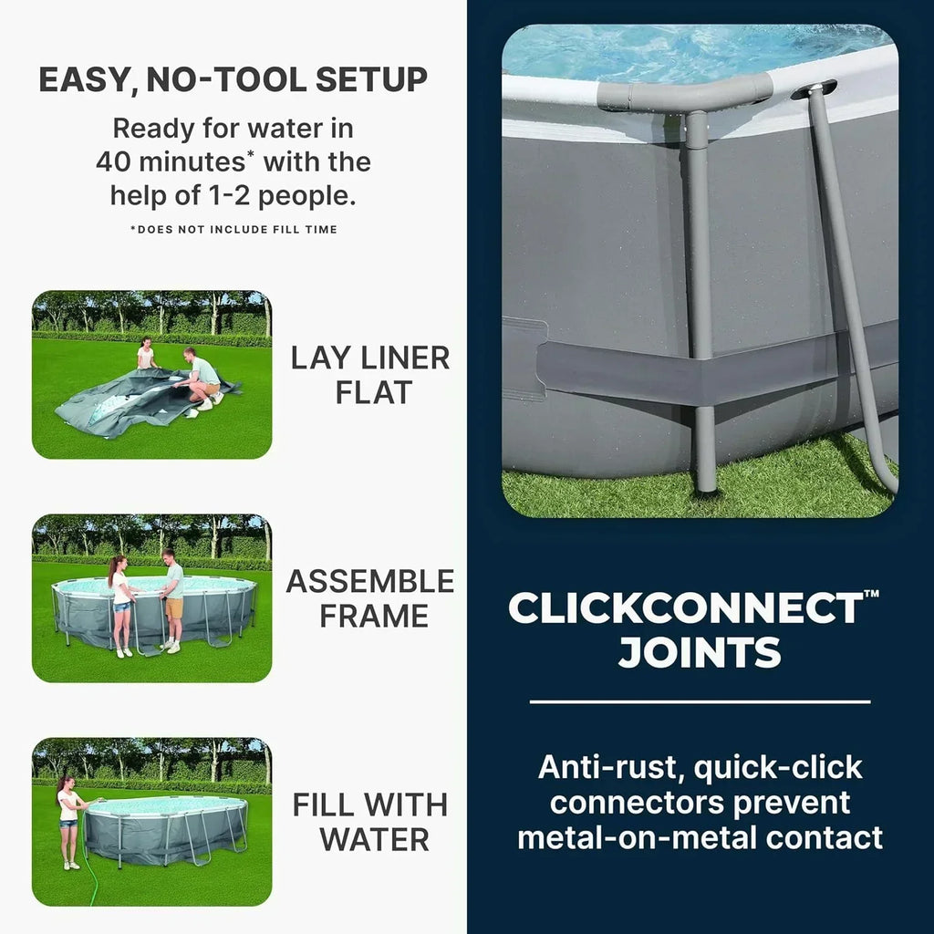 Power Steel 14' x 8'2 x 39.5 Oval Above Ground Pool Set Includes 530gal Filter Pump Ladder