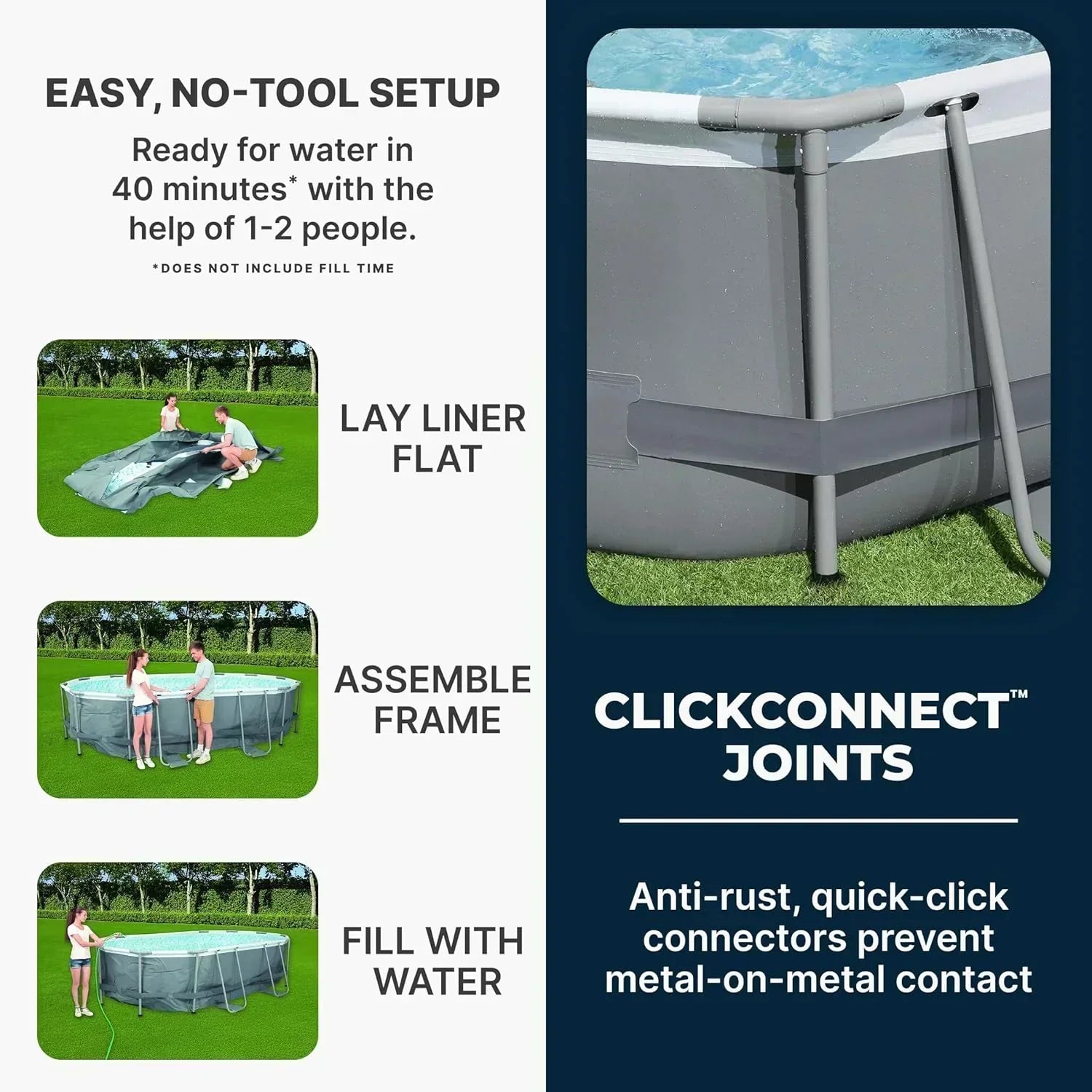 Power Steel 14' x 8'2 x 39.5 Oval Above Ground Pool Set Includes 530gal Filter Pump Ladder