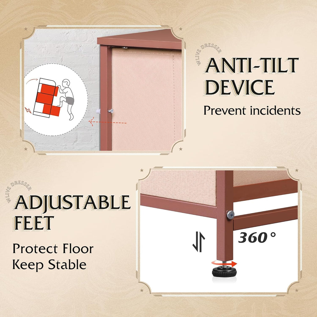 Storage Organizer Unit 11 Fabric Bins Storage Drawers Organizer Steel Frame Tall Storage Tower