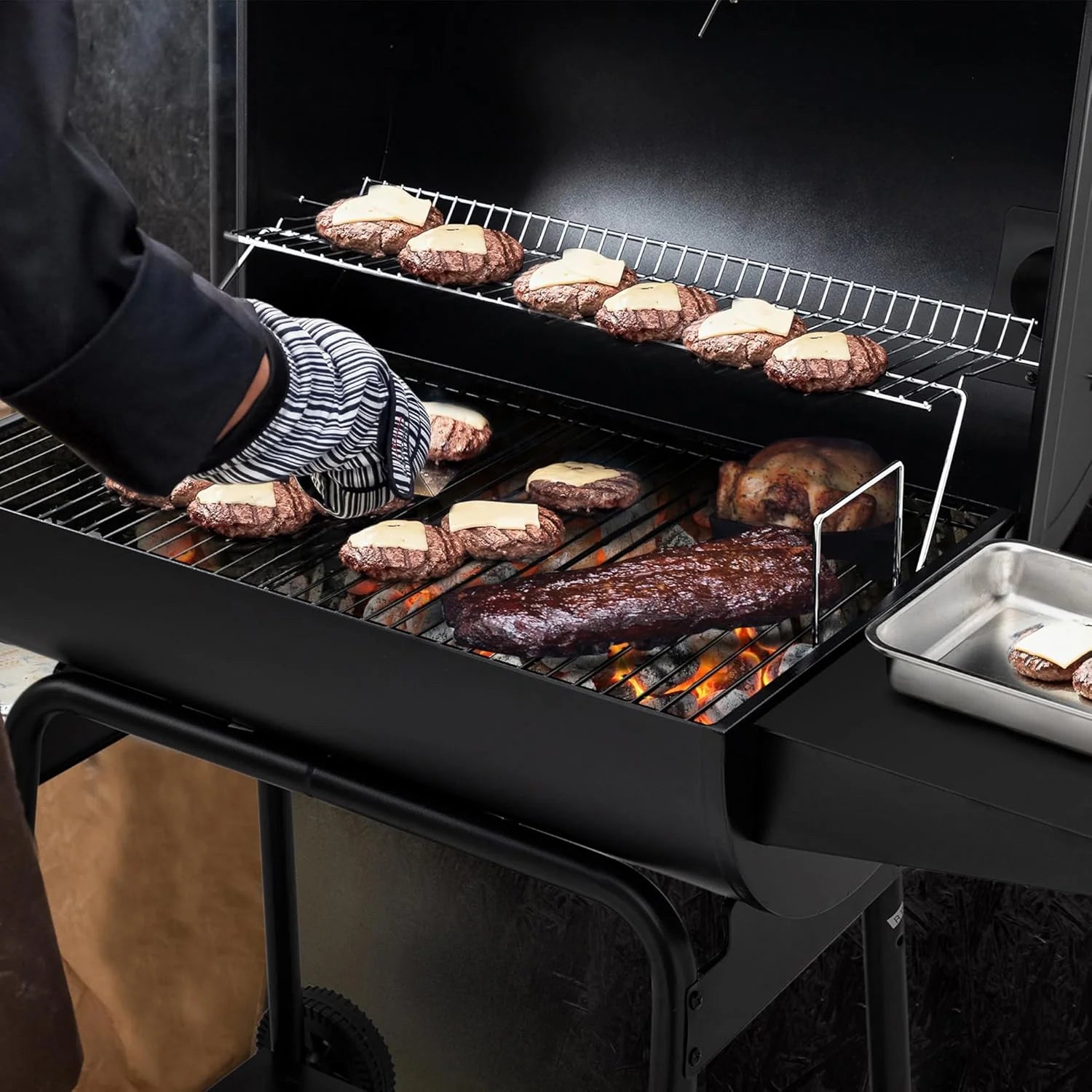 Royal Gourmet CC1830 30 Barrel Charcoal Grill with Heating Rack, Outdoor Grill, 627 Sqm