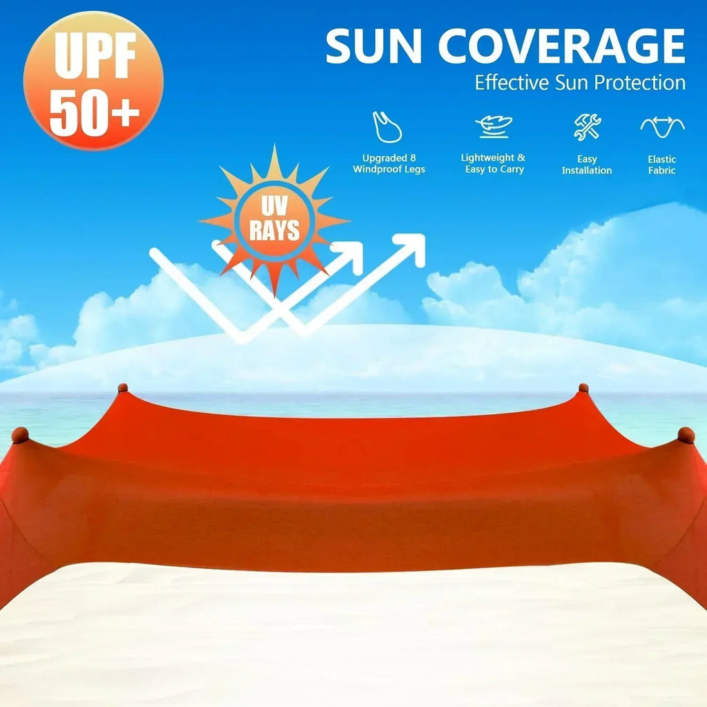 Beach Tent Sun Shelter 10 x 10 FT Beach Canopy Tent Sun Shade Heavy Duty UPF50+ Beach Tent