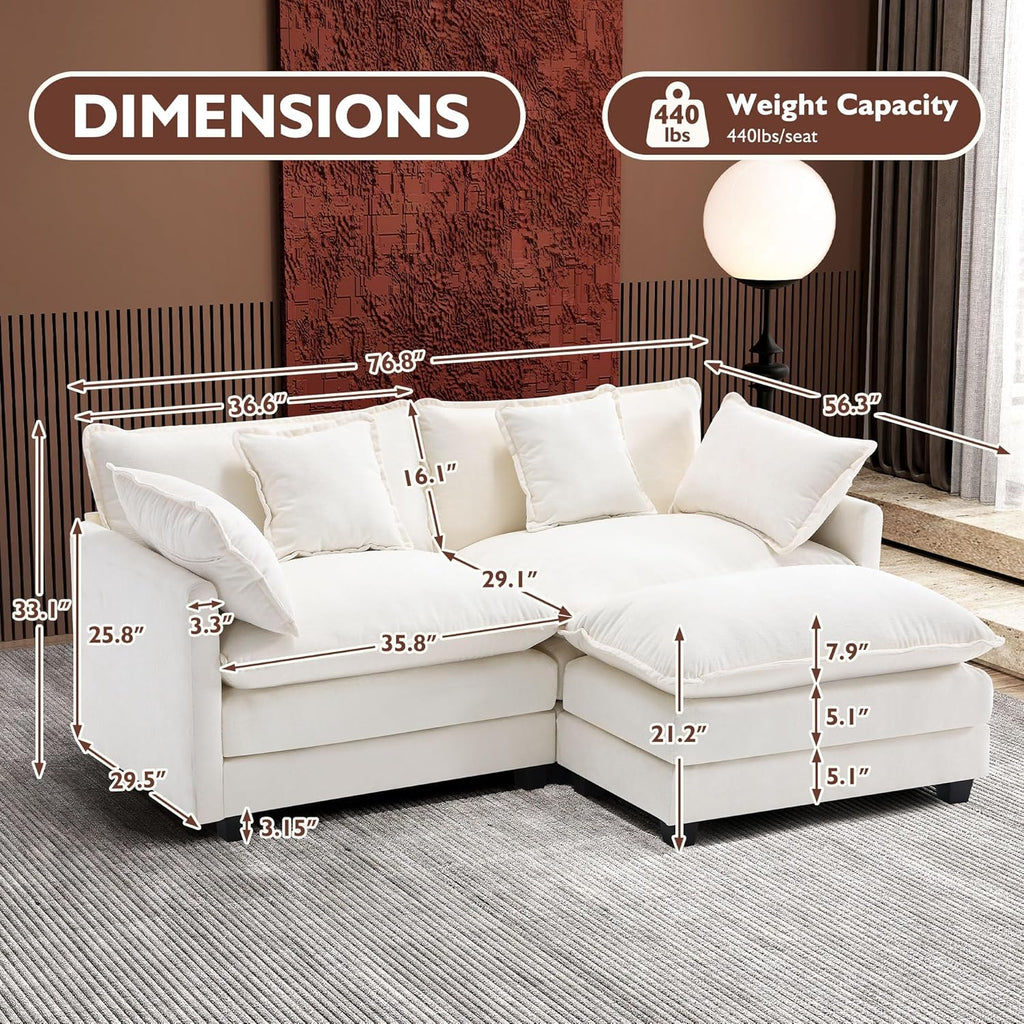 ihanherry 146-inch U-shaped modern sofa modular area cloud sofa