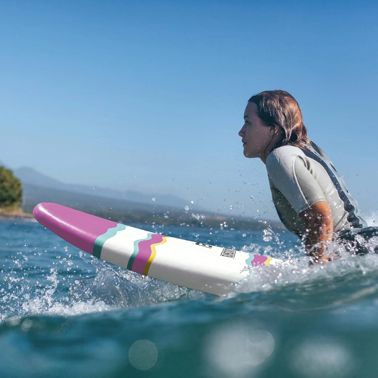 6 FUNBOARD Surfboard Softboard Foam Include (3) Fins 6 Foot Leash and (2) Wood Stringers