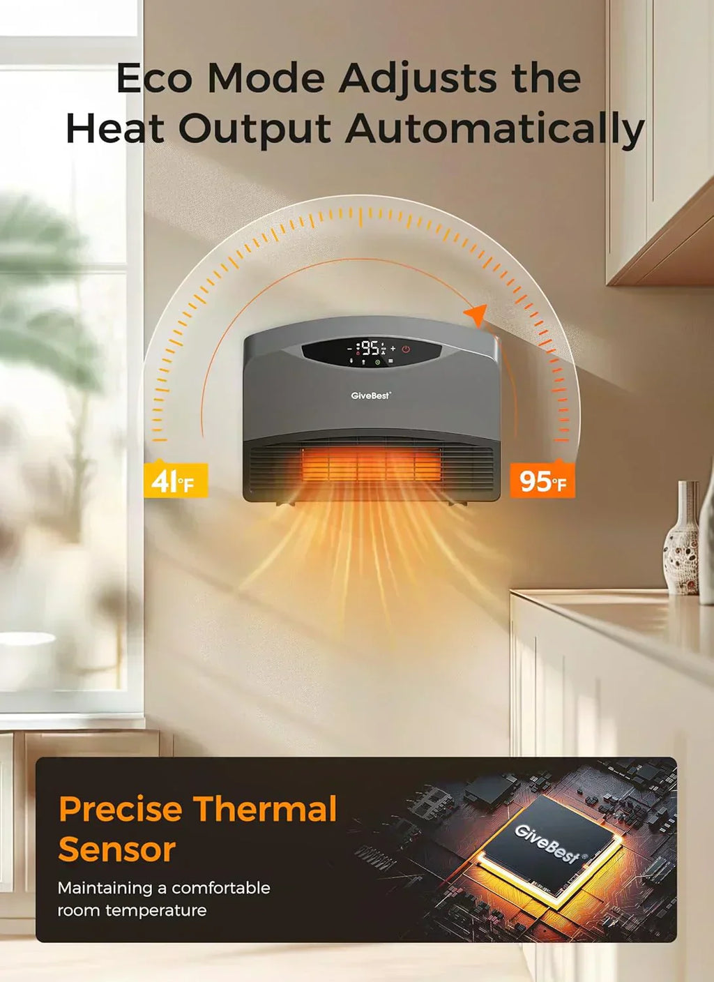 Wall mounted electric heater with WiFi and remote control floor standing heater 1500W